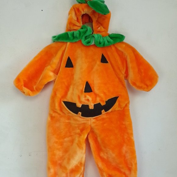 Halloween Costume Jack O Lantern Pumpkin Child Age 2-3 Plush Orange Jumpsuit